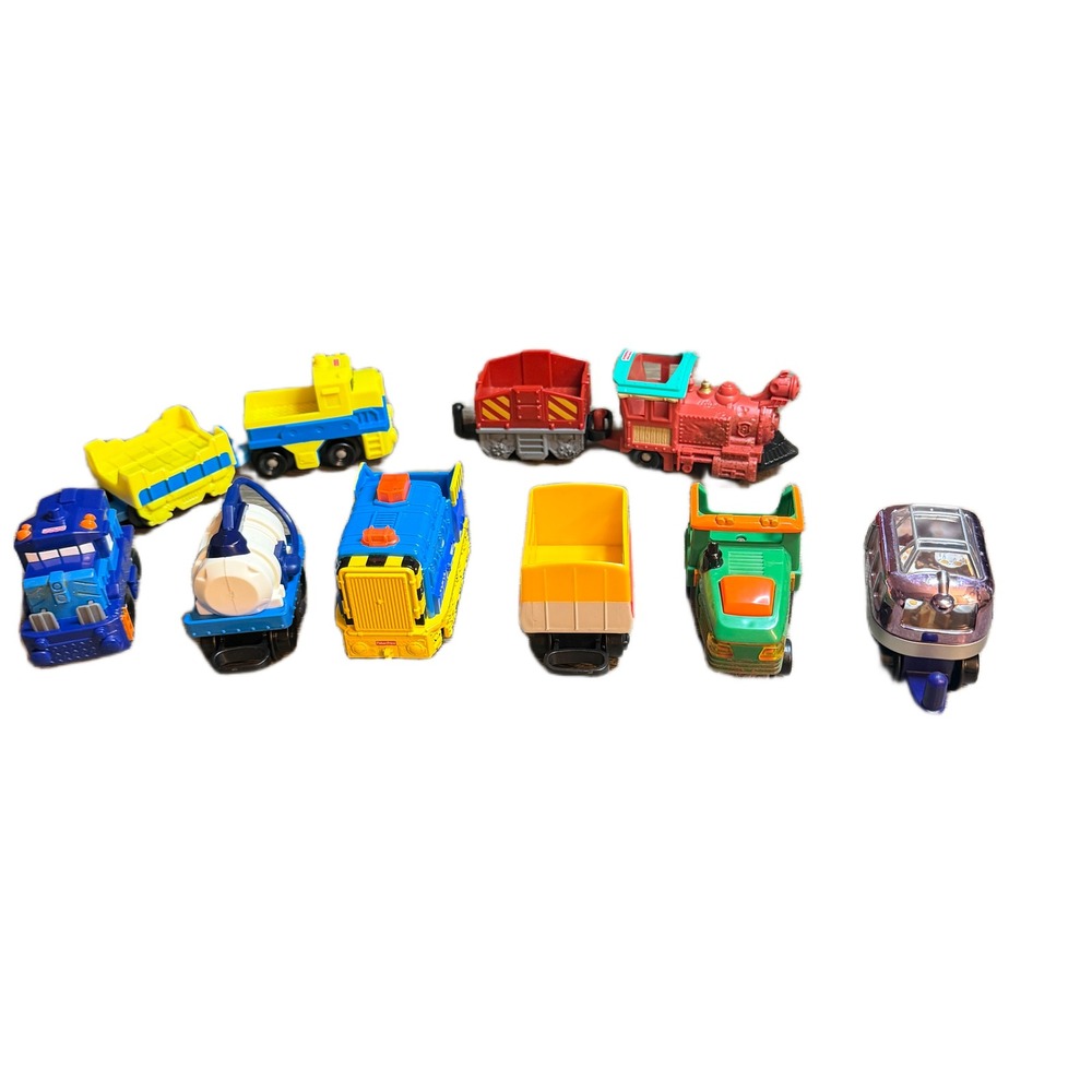 Fisher Price GeoTrax Train and Vehicle Lot 10 Piece Set Multicolor Toys